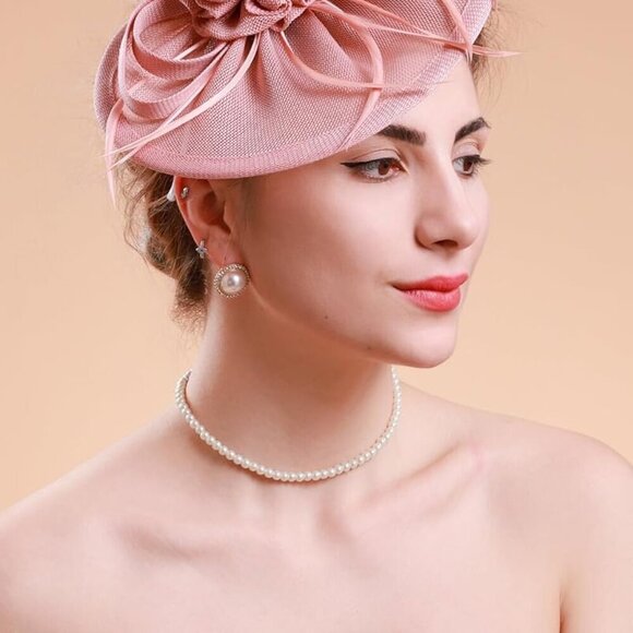 Vintage Pillbox Hat Nylon Mesh Feather Floral Fascinator for Women Party Dress - Picture 3 of 7